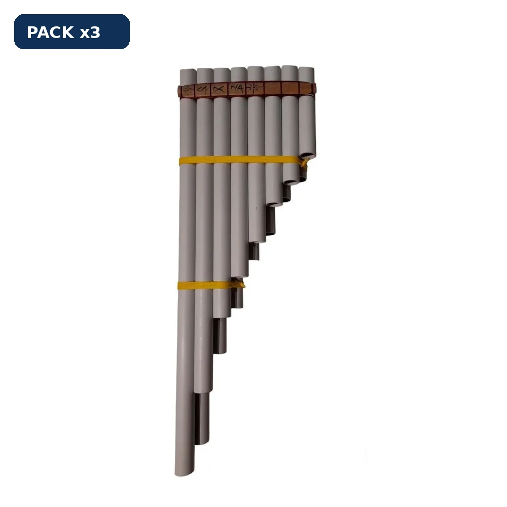 Pack x3 Zampoña Pvc Cadena 15 cañas c/tapones