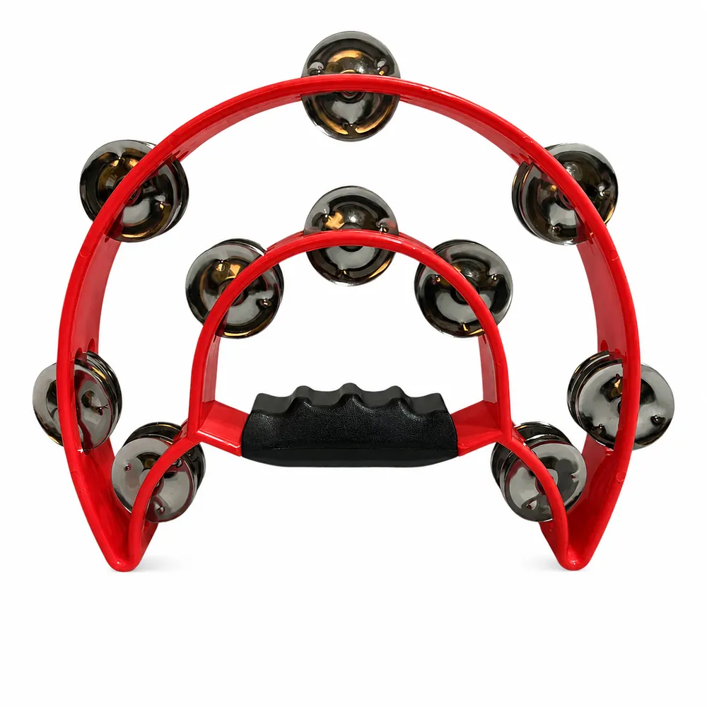 Pandereta Aro 1/2 Luna NATIV MT1 RD DOBLE SONAJA ROJO