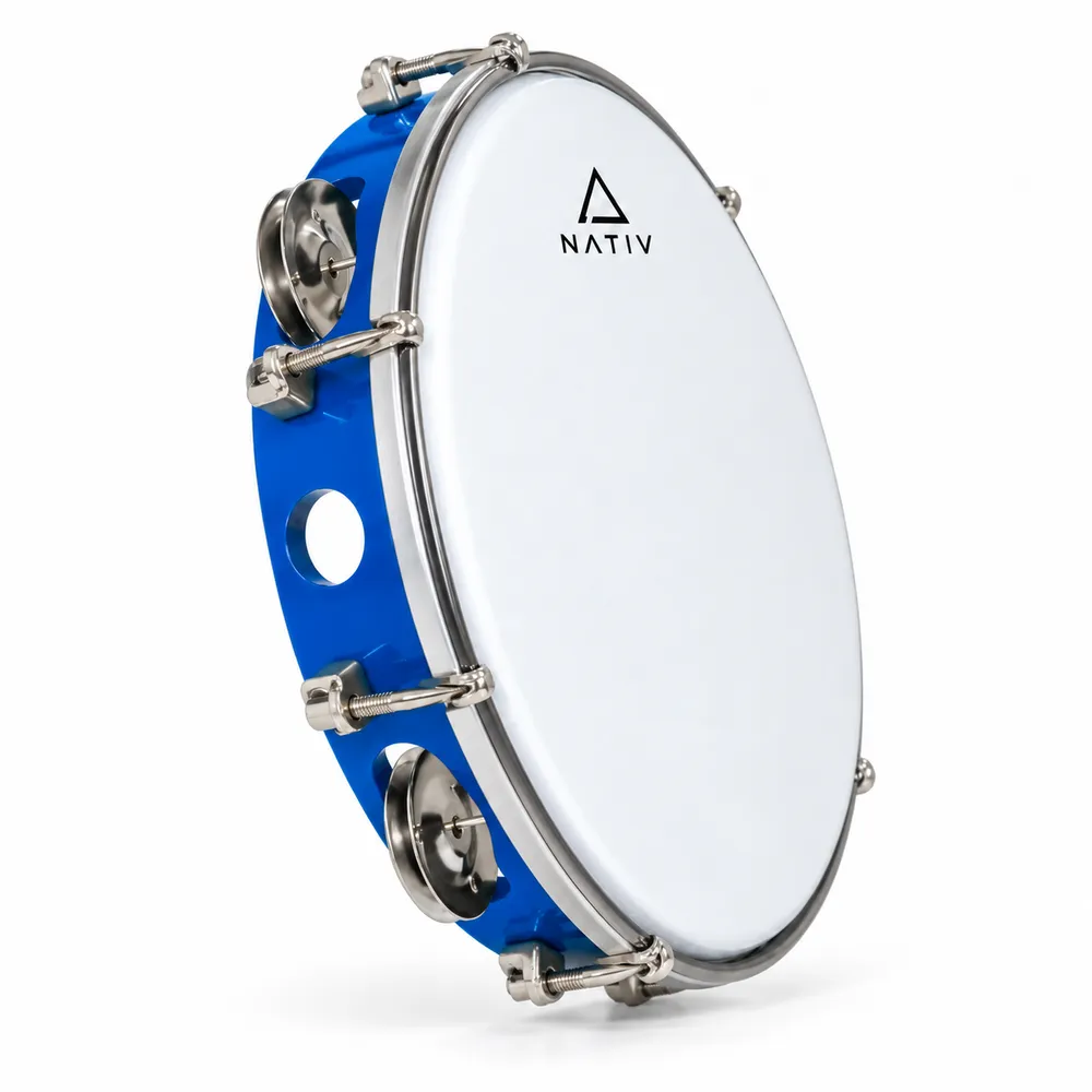 Pandereta NATIV Afinable 8" MT6-081P/BL simple sonaja Azul
