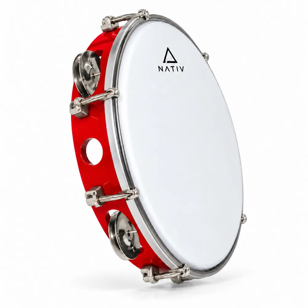Pandereta NATIV Afinable 10" MT6-101P/RD simple sonaja ROJA