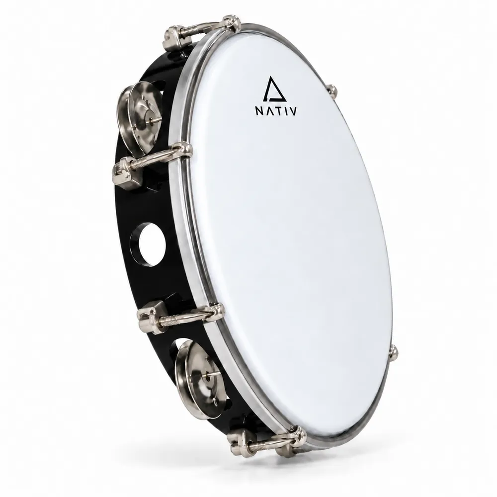 Pandereta NATIV Afinable 12" MT6-121P/BK simple sonaja NEGRA