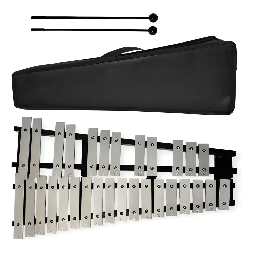 Metalofon Parquer 30 Notas Metal Gris Estuche Rigido Palillo
